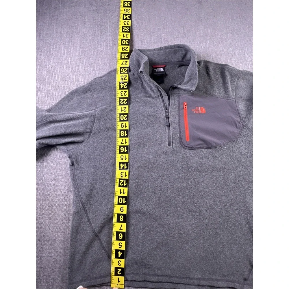 The North Face Fleece 1/4 Zip Men's L Gray Lightweight Chest Pocket‎ Hiking Logo